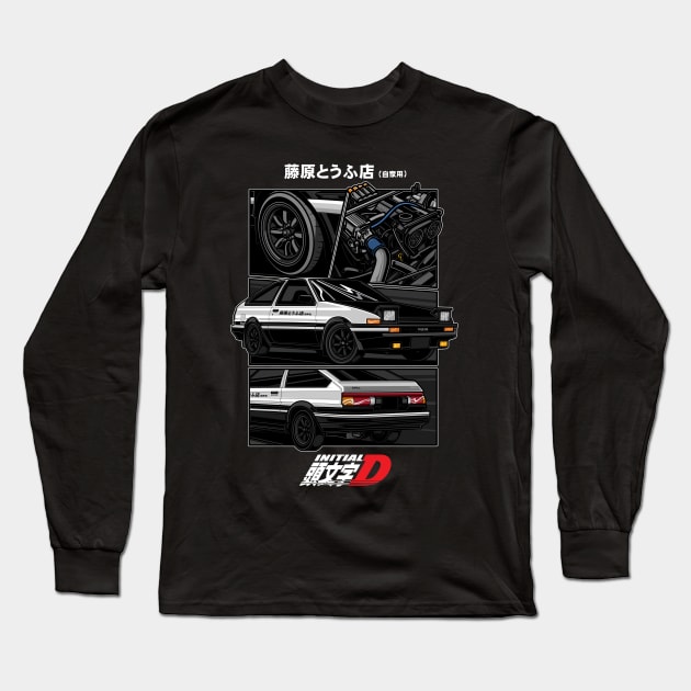 Toyota Ae86 Trueno Initial D Anime version Long Sleeve T-Shirt by desaindroid@gmail.com